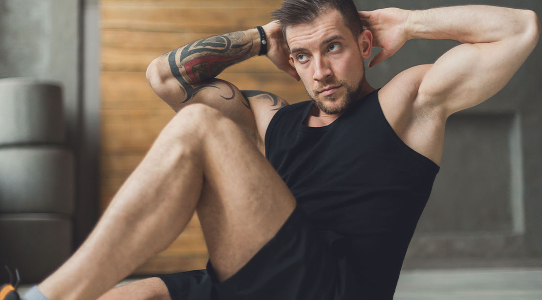 Home 7 Fitness beginner using the spot reduction training method to build a six pack and strong ab muscles