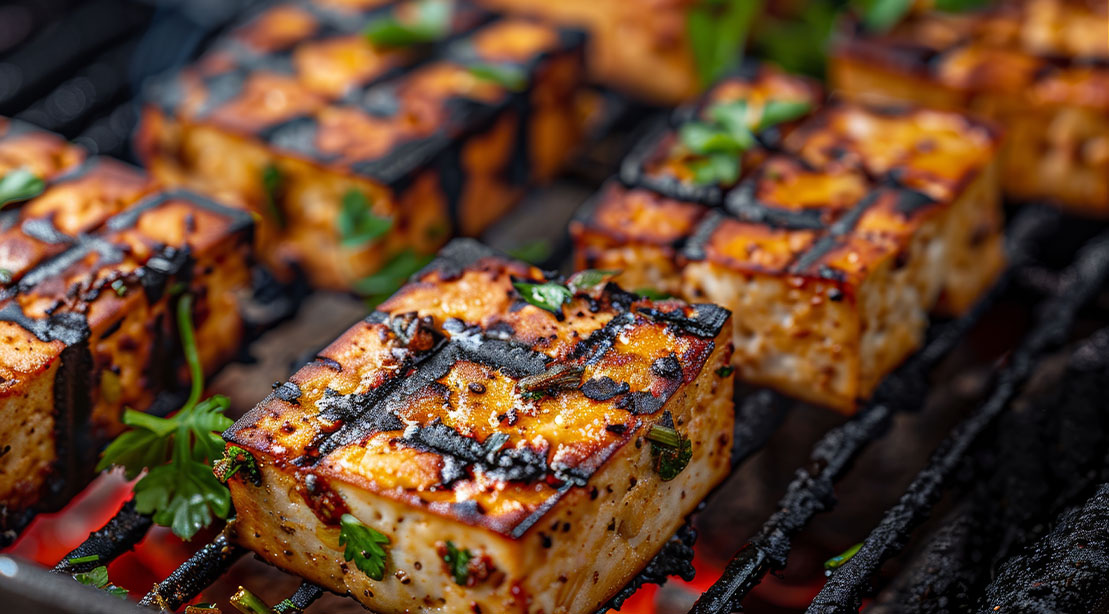 High-Protein Foods That Are Great for Grilling: Top 4 Under-the Radar, 3 Grilled Tofu Barbecued on a grill