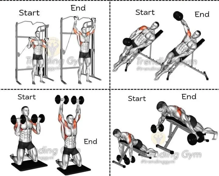 Person performing various shoulder exercises for deltoid strength