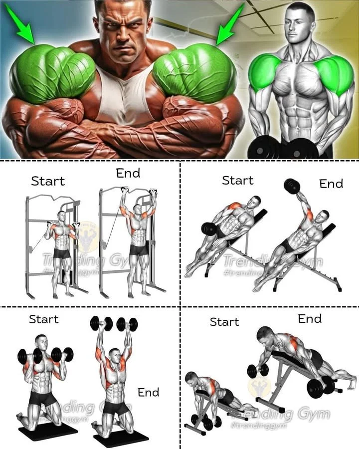 Person performing various shoulder exercises for deltoid strength