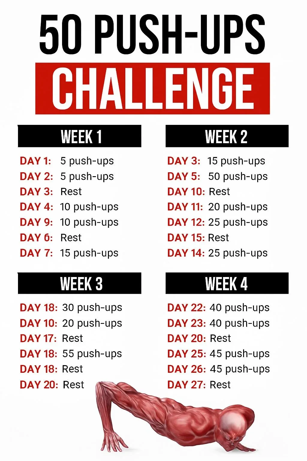 How to Do 50 Push-Ups: A 4-Week Challenge