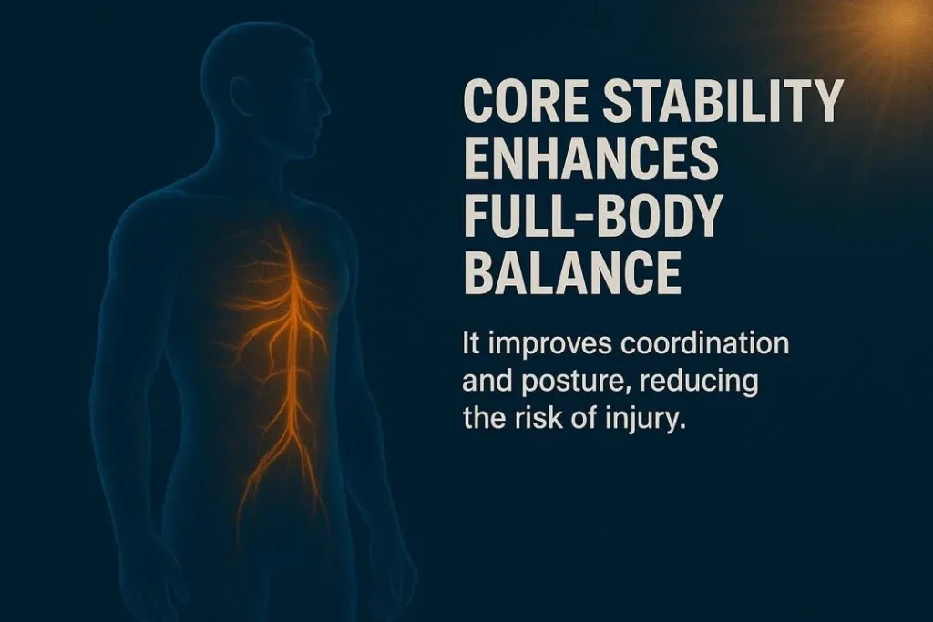 Illustration of core stability exercises for strength and balance improvement.