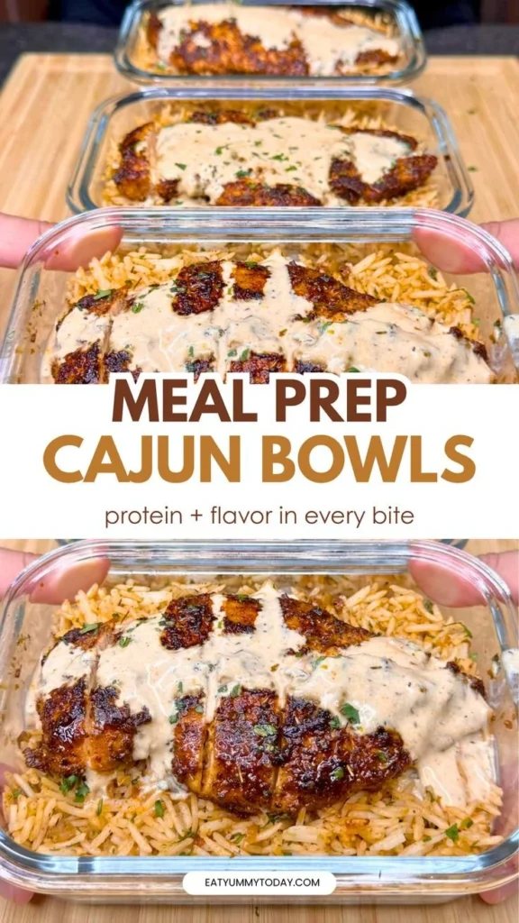 Creamy Cajun Chicken & Rice Bowls | High Protein Meal Prep 2 Creamy Cajun chicken and rice bowls, high in protein and perfect for meal prep.