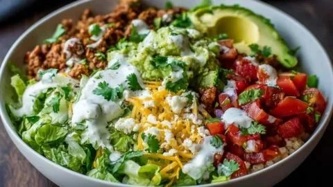 Home 17 Delicious low carb burrito bowl filled with protein-rich ingredients for breakfast