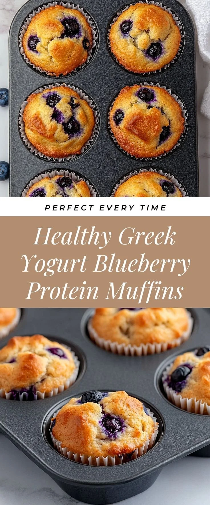 Home 22 Healthy Greek yogurt blueberry protein muffins on a plate