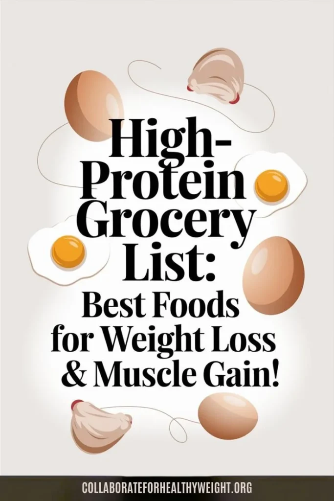 High-protein grocery list with foods for weight loss and muscle building