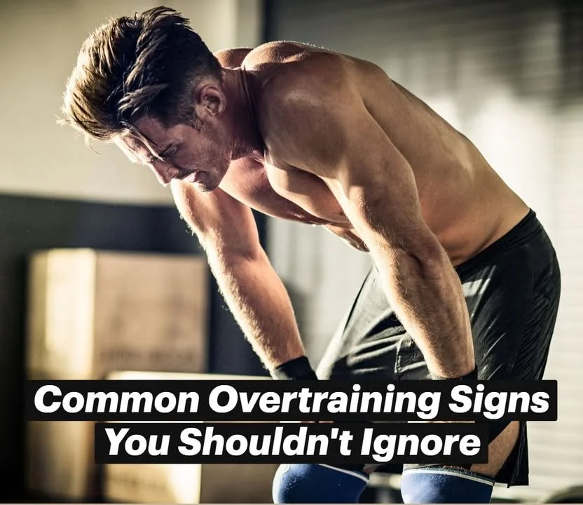 If you notice you have two or more of these symptoms, it’s time to back off and take some time to rest⬇️⬇️ 2 Person experiencing symptoms of stress and fatigue, encouraging rest.