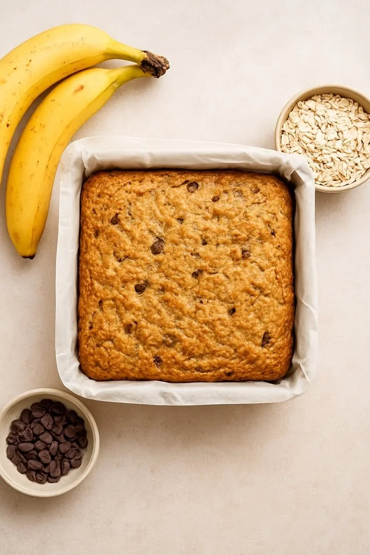 Simple oat and banana cake recipe using oats and ripe bananas