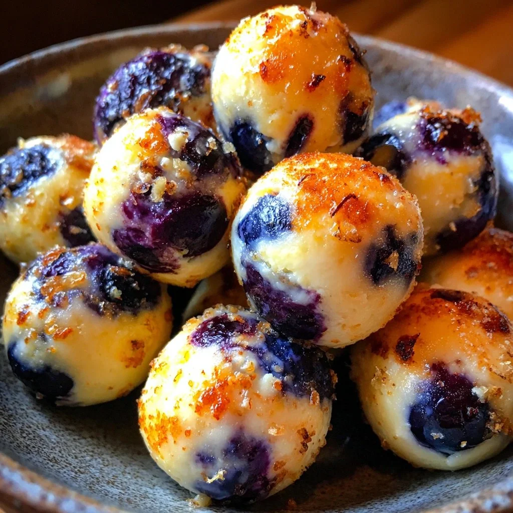 Lemon Blueberry Cottage Cheese Protein Bites on a wooden table