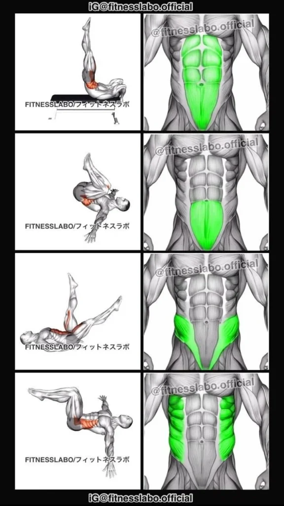 At-home abs workout featuring Dragon Flag, Laying Hip Raises, and more.