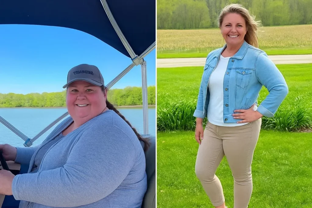 Transformation image showing weight-loss journey from 520 lbs to 158 lbs in 2 years