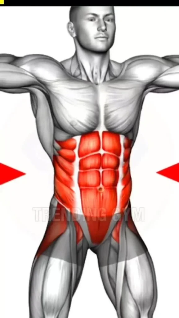 A fitness instructor demonstrating top exercises for the abdomen in a workout video.