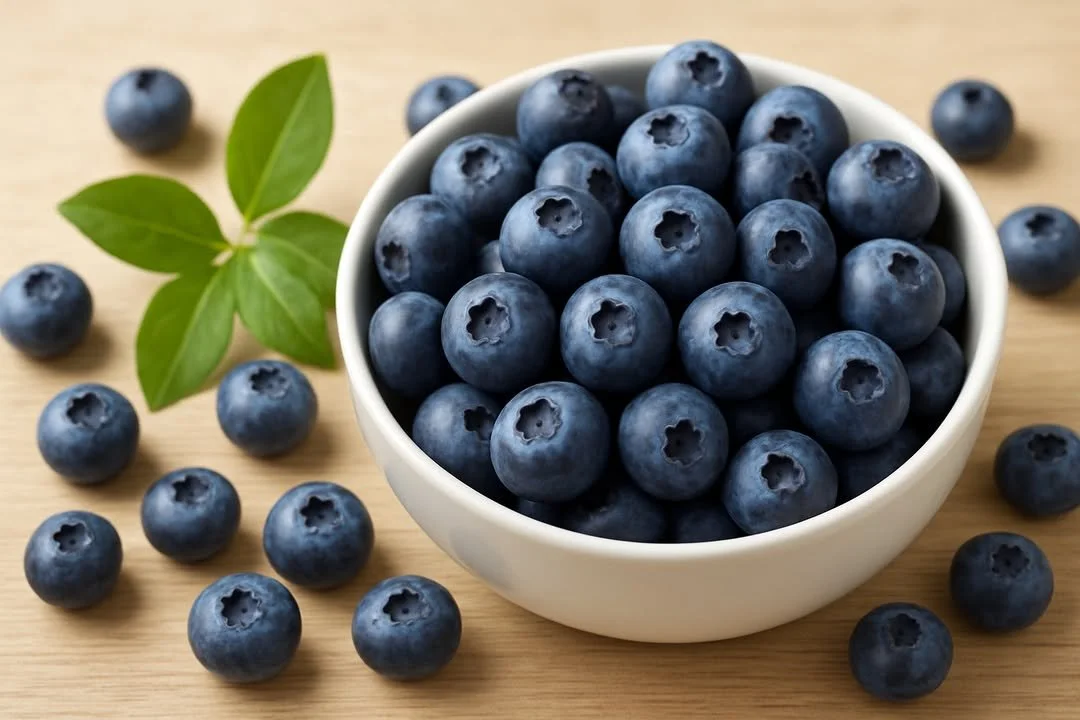 Fresh borůvky on a wooden table showcasing their health benefits and antioxidant properties