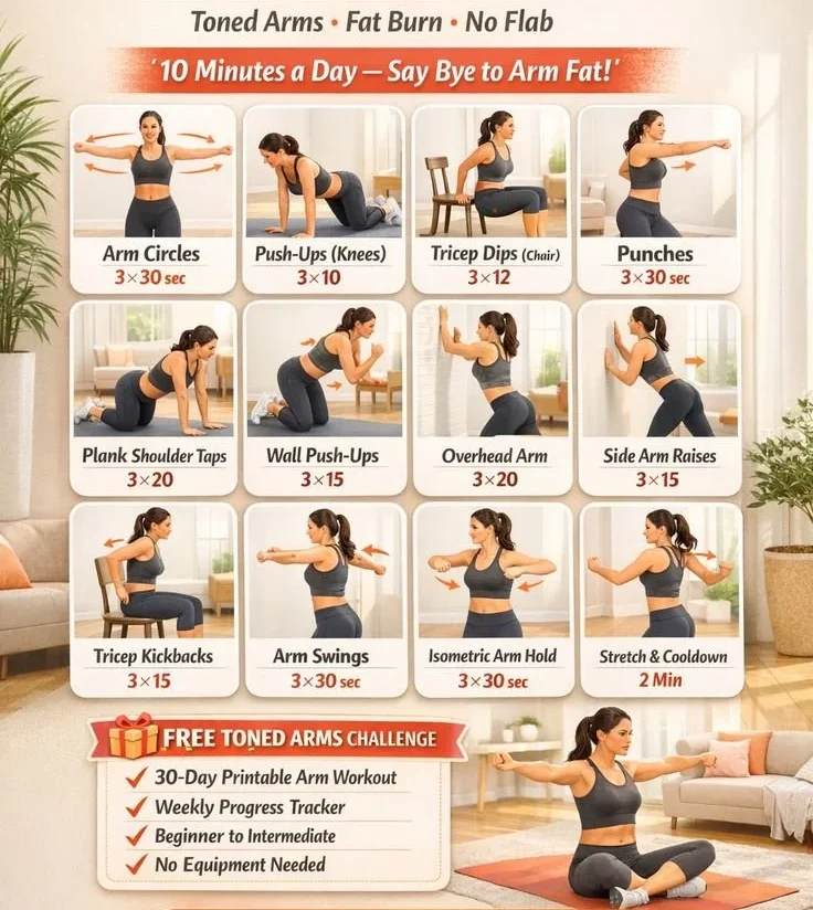 Women doing an arm workout at home for slim and toned arms.