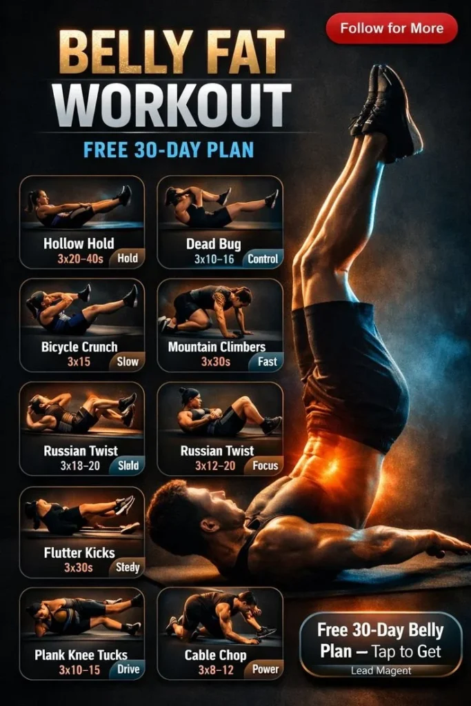 Belly fat workout featuring core-strengthening wall exercises.