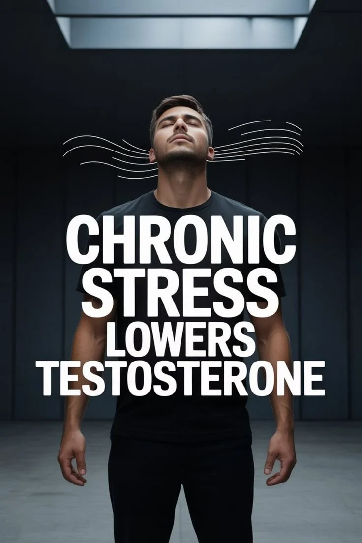 Illustration of the effects of chronic stress on male testosterone levels.