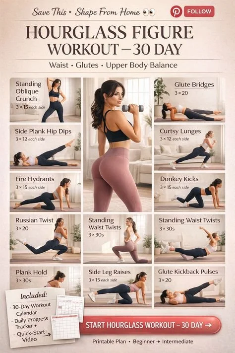 Hourglass Figure Workout 🔥 Feminine Curves, Strong Core & Toned Waist (At-Home Routine)