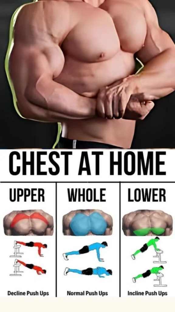 Person performing exercises to achieve a strong and defined chest at home
