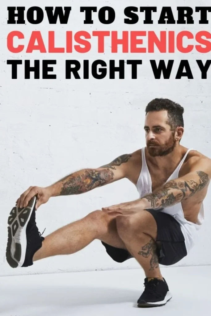 Beginner learning calisthenics and bodyweight training exercises