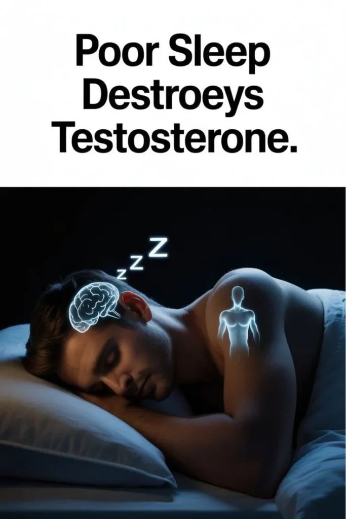 Man experiencing poor sleep affecting testosterone levels in men.