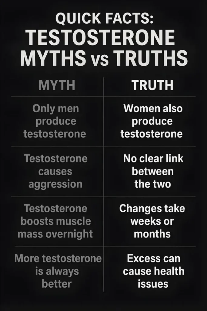 Simple guide comparing Testosterone Myths vs Facts for better understanding.