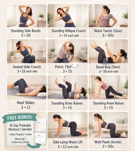 Beginner-friendly waist workout for men and women at home to tighten waist