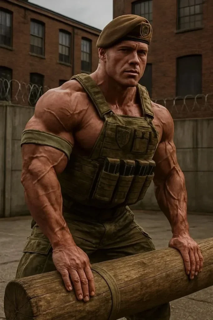 Muscular training techniques inspired by army soldier workouts for body transformation.