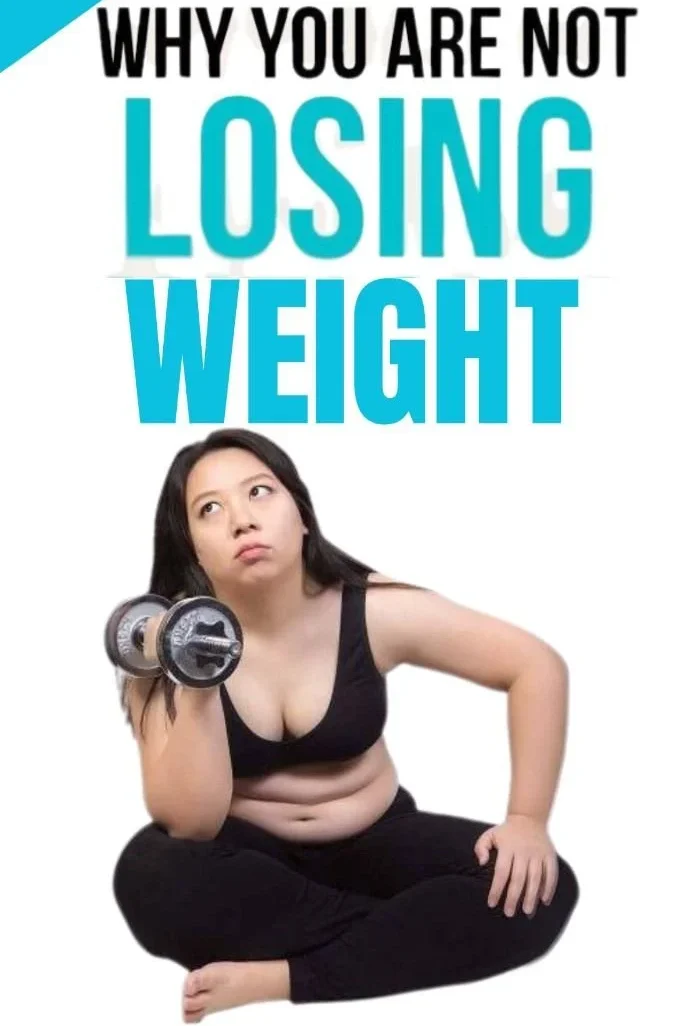 Infographic illustrating reasons for not losing weight and solutions to overcome them.