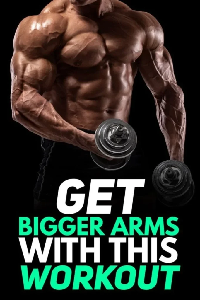 Person performing arm workouts for bigger and stronger muscles at home.