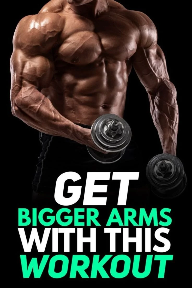 Person performing arm workouts for bigger and stronger muscles at home.