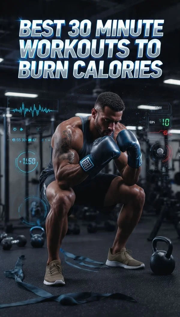 Person engaged in a 30-minute workout session to burn calories