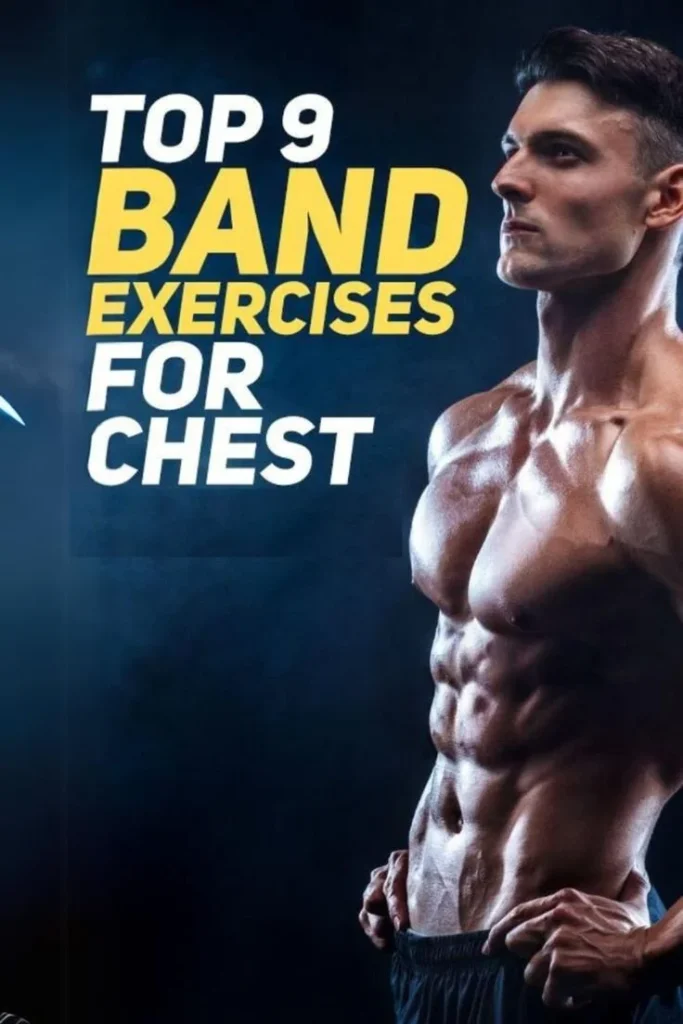 A person performing a full-body resistance band workout at home.