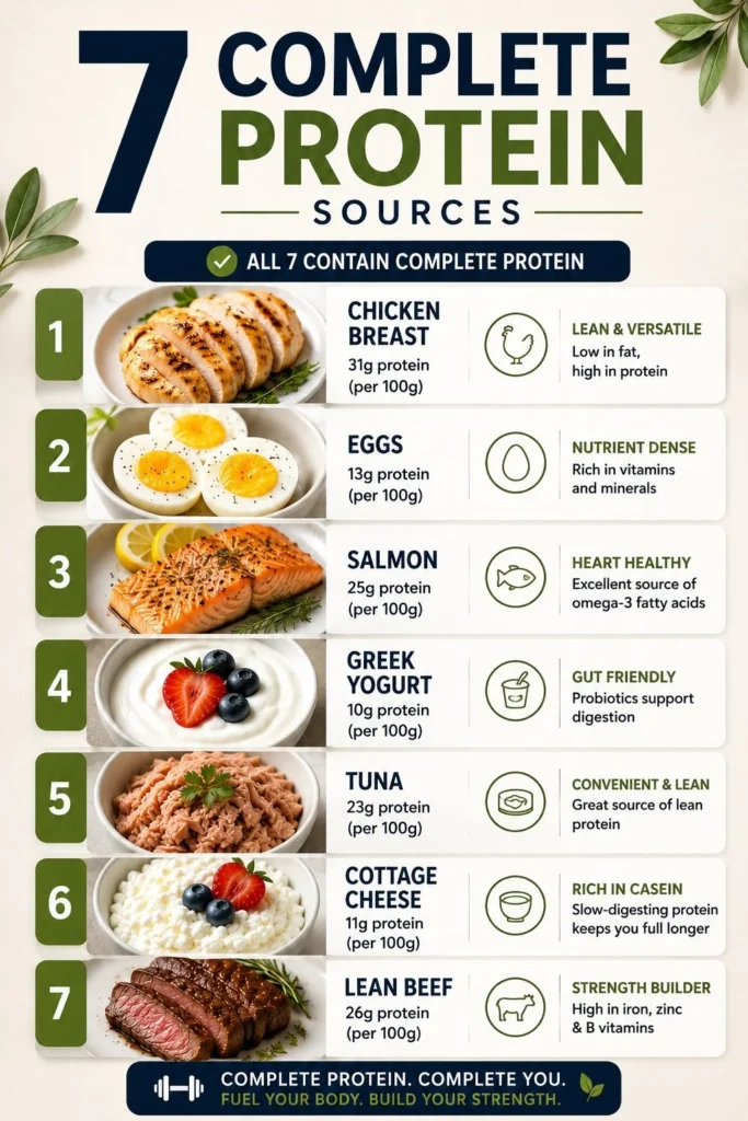 Selection of the best 7 protein sources for a balanced diet
