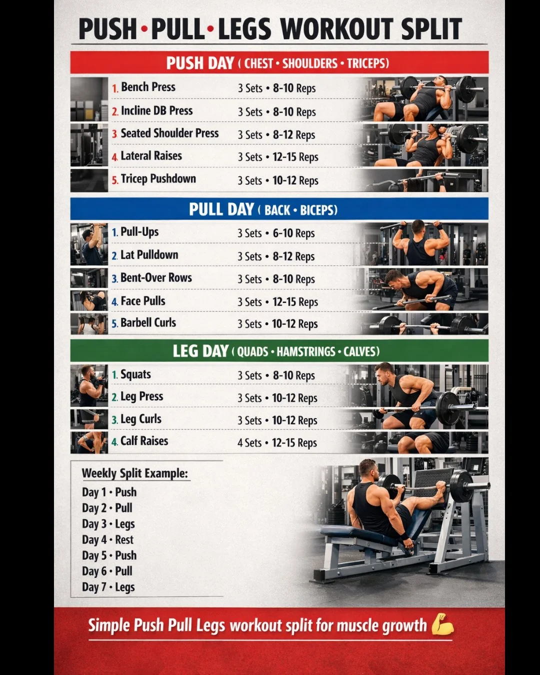 Push pull leg workout split 4 Push pull leg workout split