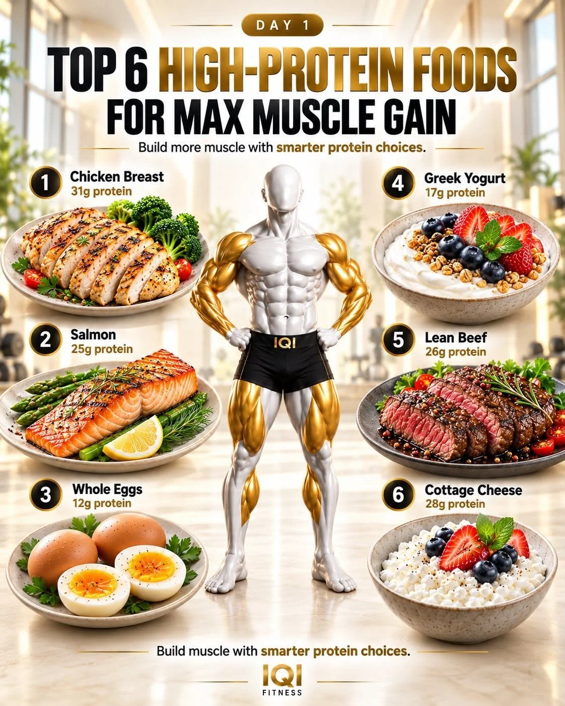 TOP 6 FOODS TO SUPPORT MUSCLE GROWTH 💪Protein-rich foods help fuel recovery, support muscle building, and keep your t… | How much protien for bulding muscle, How much protiene to gain muscle, Protein for weight gain for men