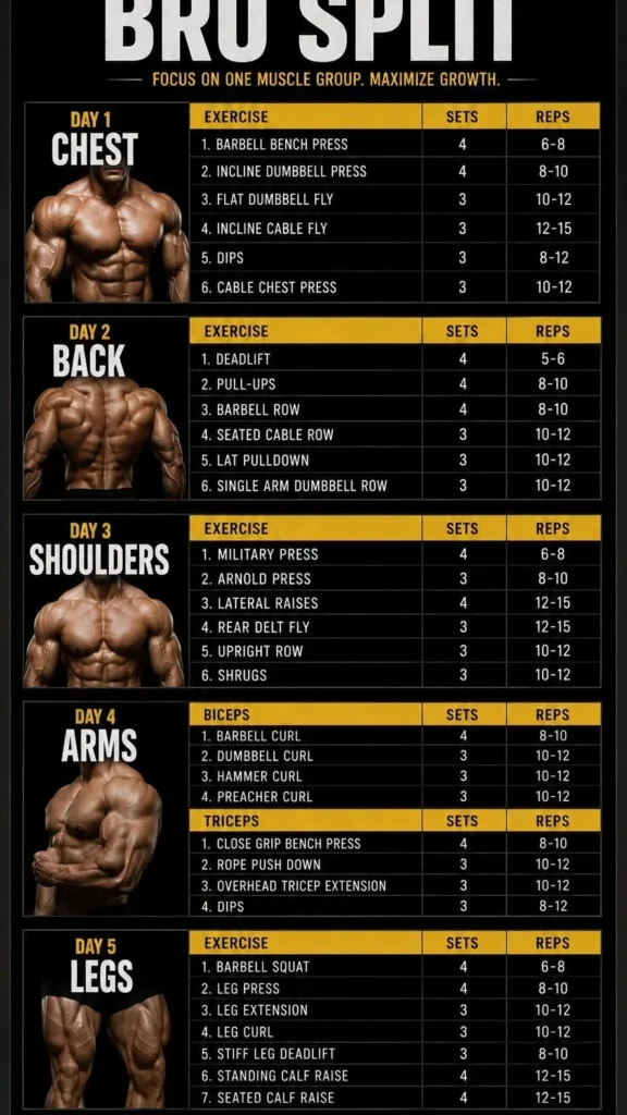 5-day workout split for effective strength training and fitness results