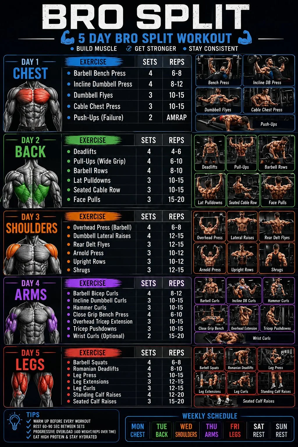 Try these 5 days workout split