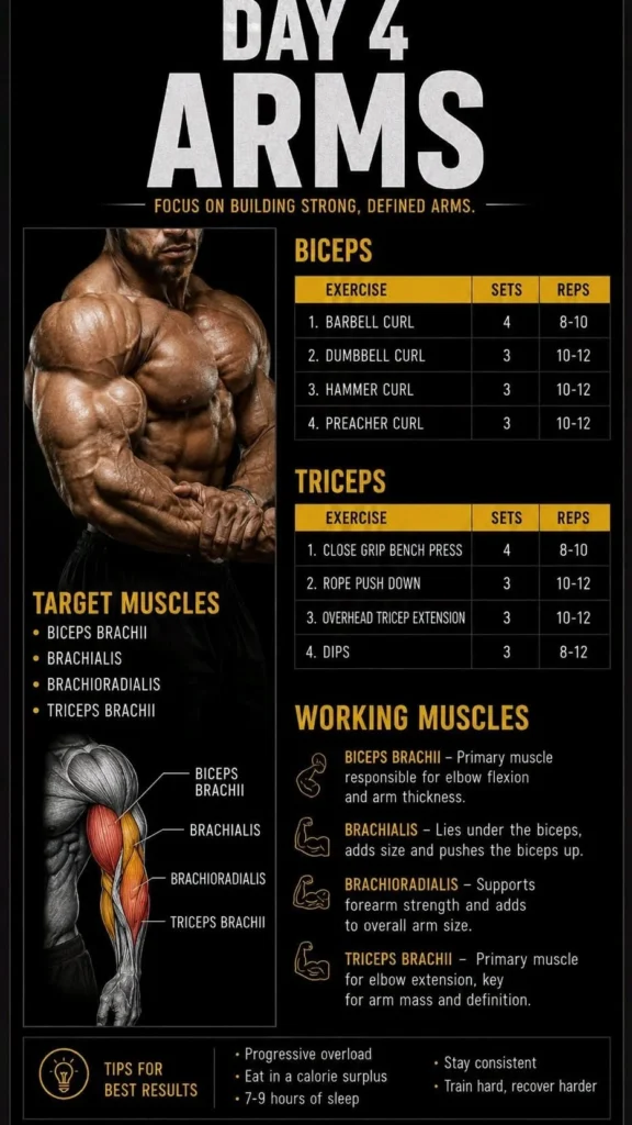 A variety of arm workouts for toning and strengthening muscles