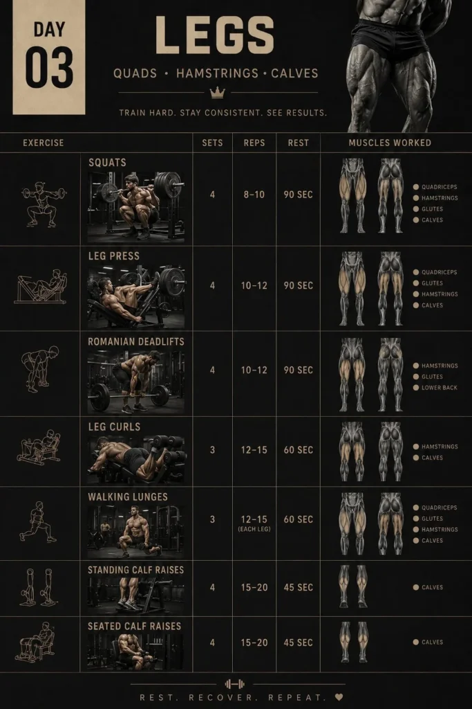 Person performing a leg workout plan for strength training and fitness.