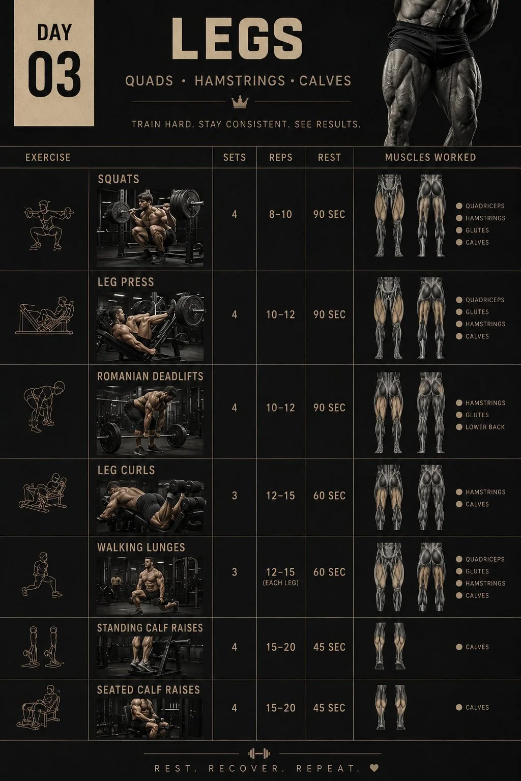 Home 9 Person performing a leg workout plan for strength training and fitness.