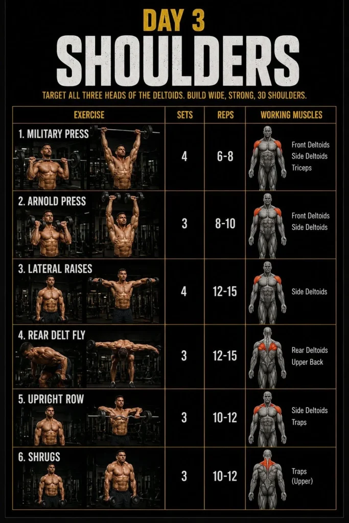 Person performing shoulder workouts with weights for strength training.